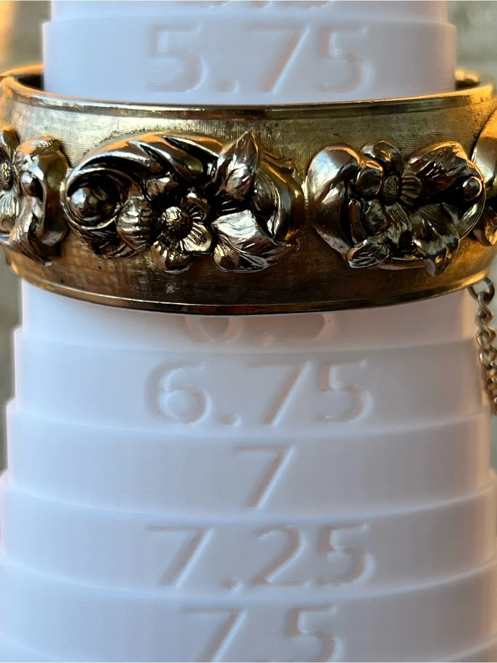 Coro Gold-Tone Floral Hinged Bangle Bracelet